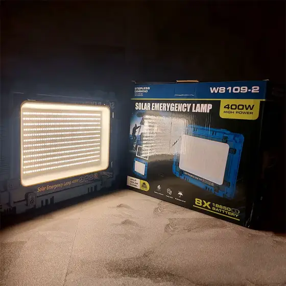چراغ پروژکتور شارژی خورشیدی 400 وات مدل W8109-2